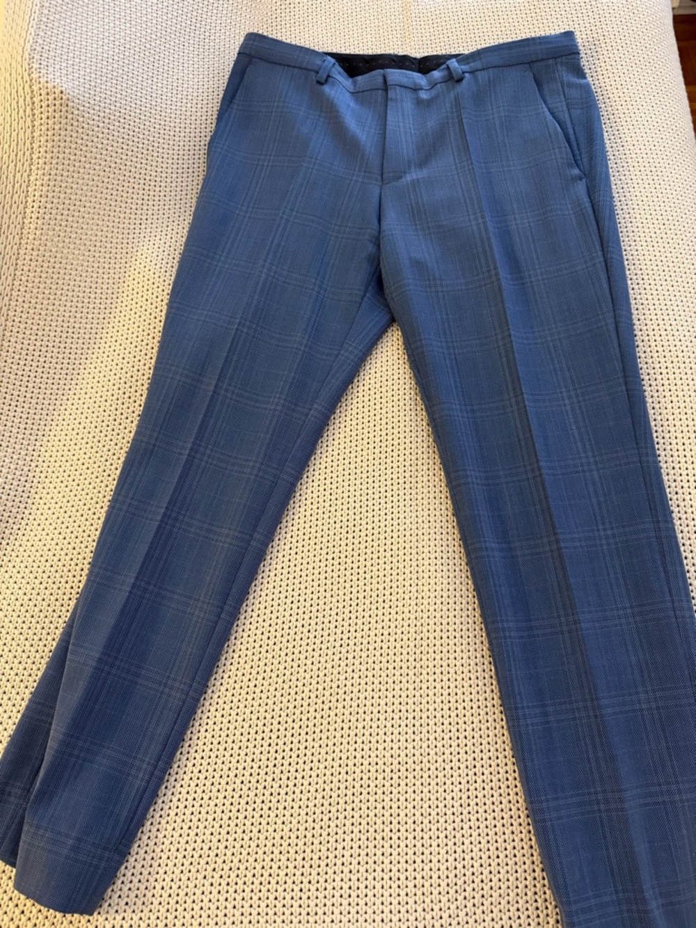 Hugo Boss Slim Blue Plaid Dress Pants
